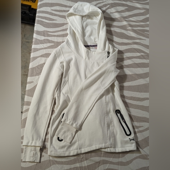 Women's White Zipper Hoodie - Picture 1 of 7